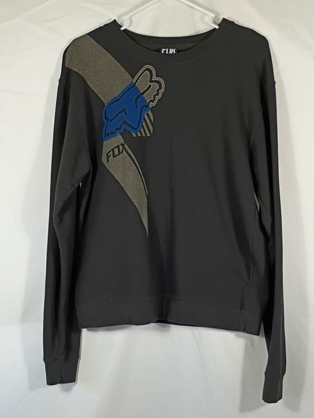 EUC Vintage Y2K Fox Racing Sweatshirt Black Fox Logo Mens Size Small Racing